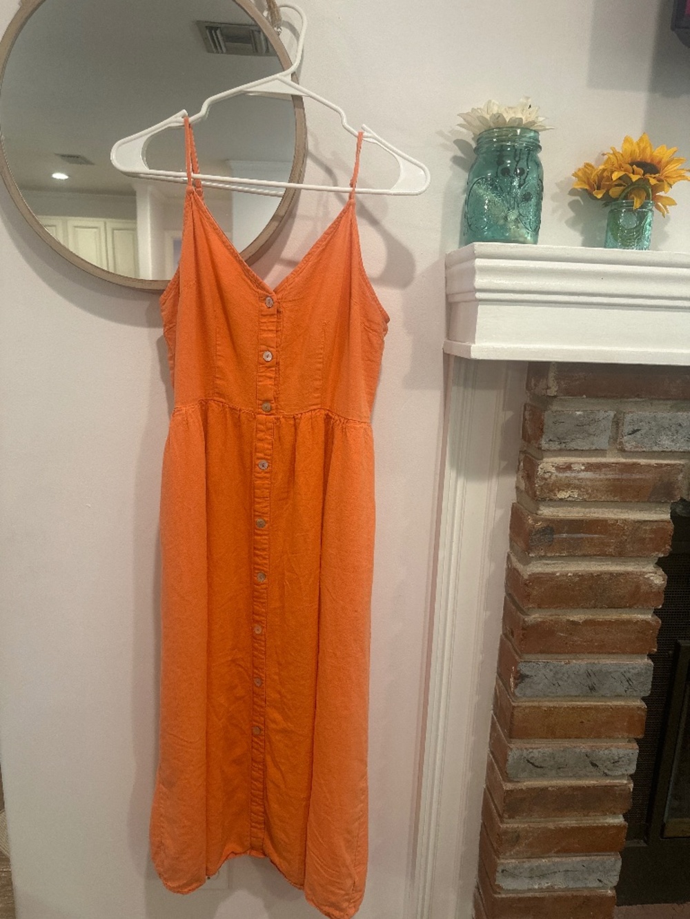 A New Day Orange Button Front Midi Dress | Size Small